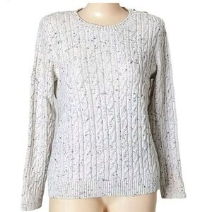 Charter Club Cream Crew Neck Sweater with Cable Knit
